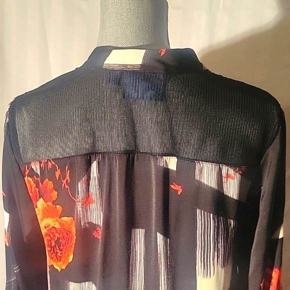 Simply Vera, Vera Wang Black & Floral High-Low Hem Dress Size: M - Picture 6 of 10